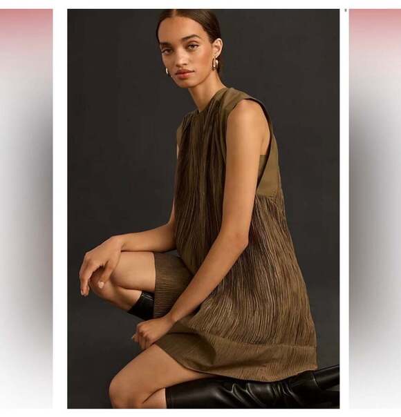 Anthropologie Dresses & Skirts - Anthropologie Cap-Sleeve Plissé Mini Dress